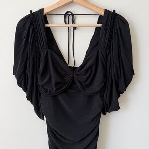 Nicole Miller Black Ruched Dress